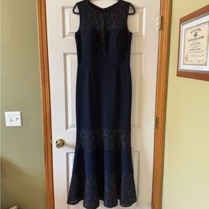 Alex Evenings Navy with Gold Accents Evening Gown/Mother of the Bride Dress